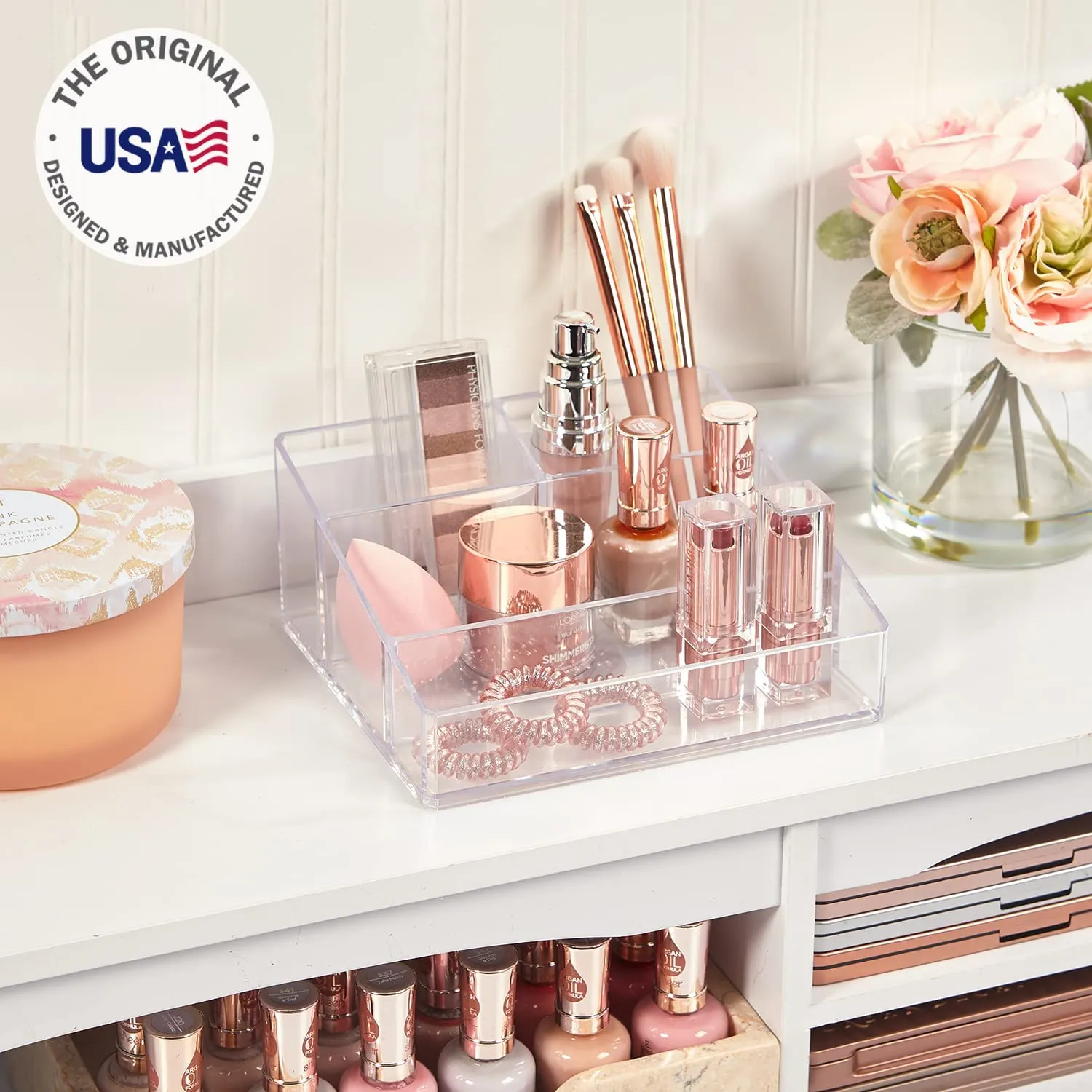 STORi Clear Plastic Vanity Makeup Organizer