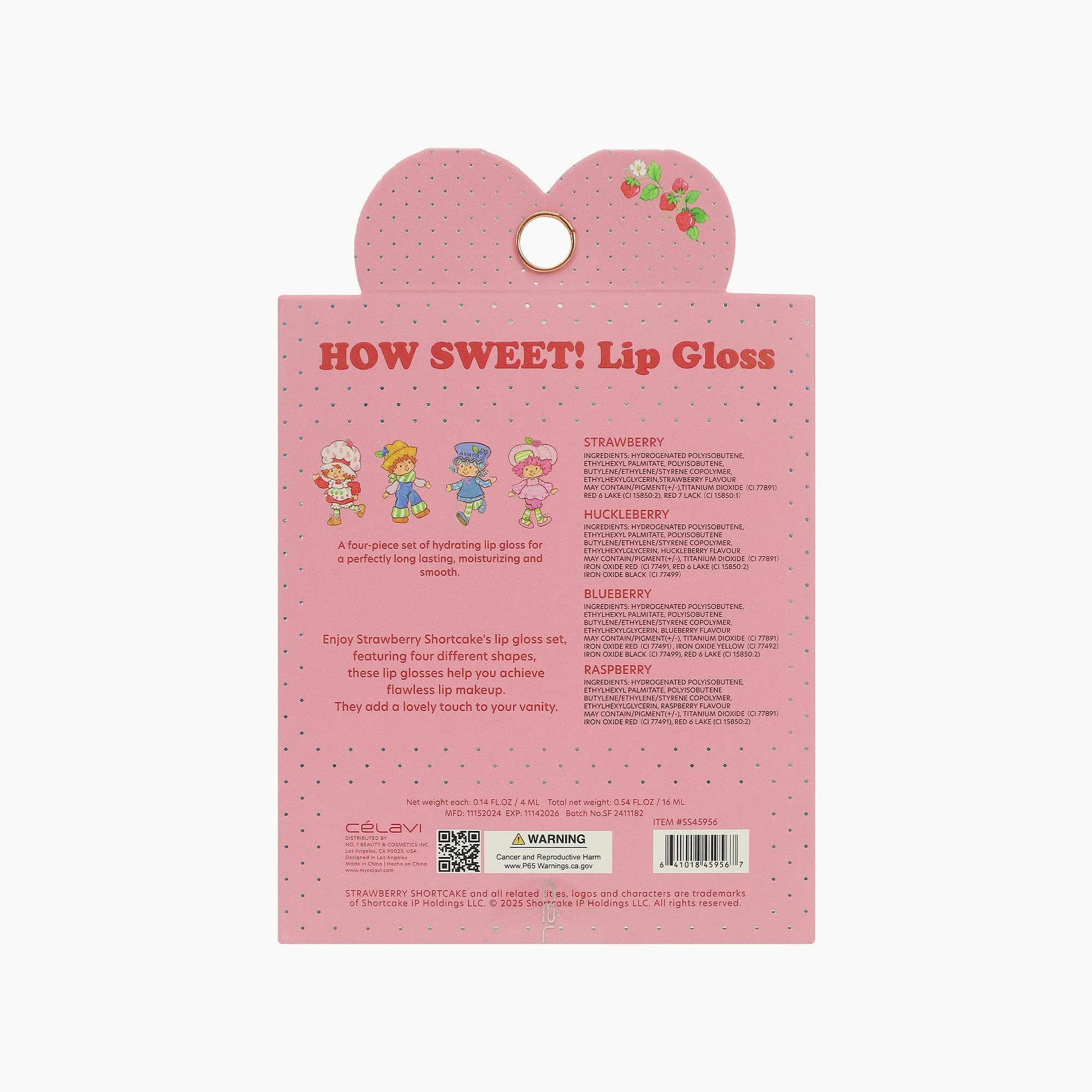 STRAWBERRY SHORTCAKE 4PC LIP GLOSS SET (V-DAY)