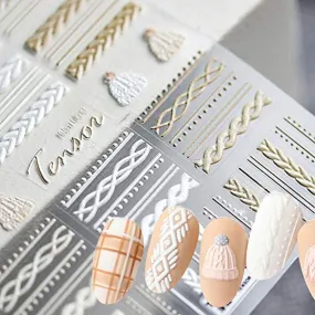 Sunfairy 4 Sheet / Set Nails Decal DIY Nail Art 3D Acrylic Engraved Nail Sticker Nail Art Decoration