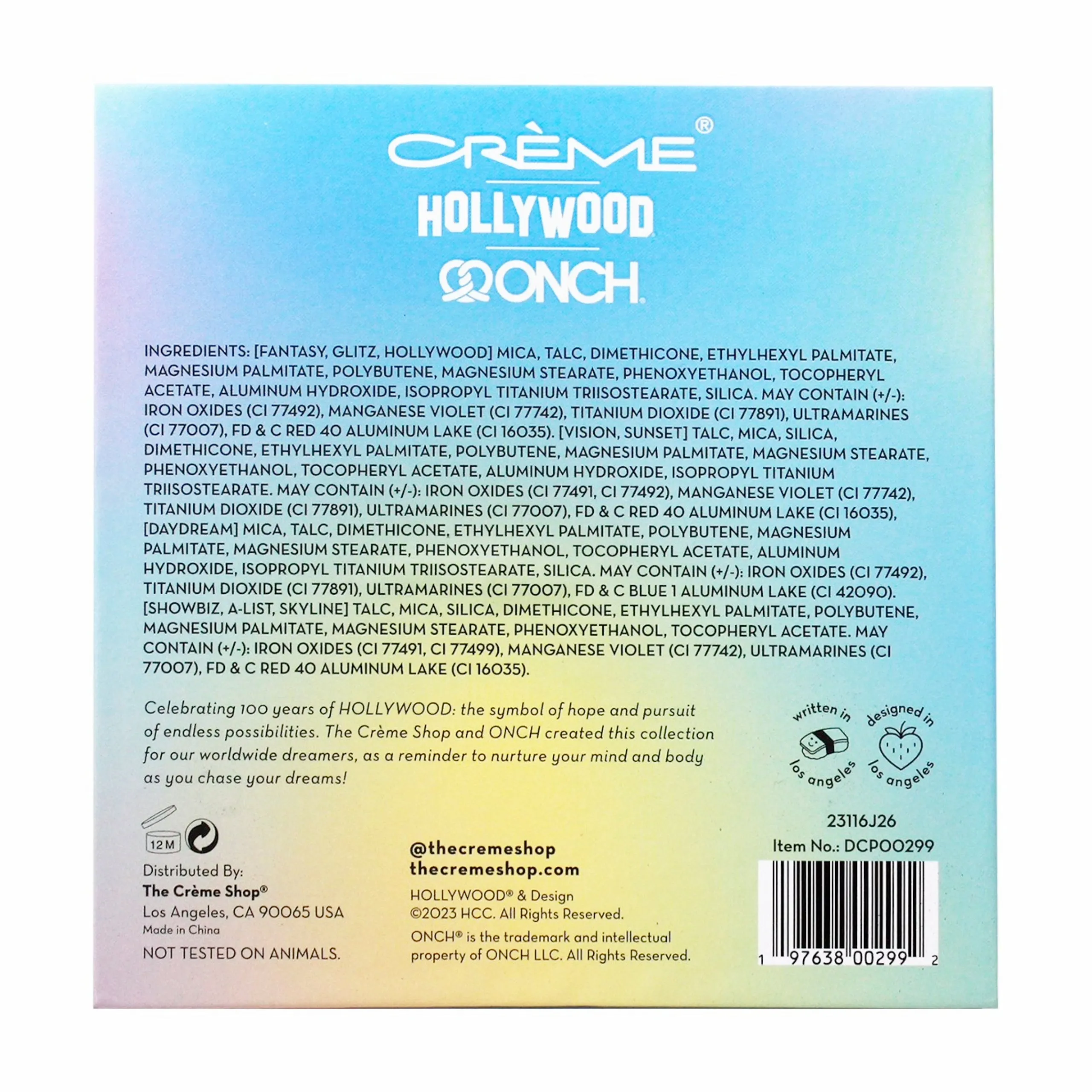 The Crème Shop x Onch® x Hollywood® Dream City 9 Color Eyeshadow Palette