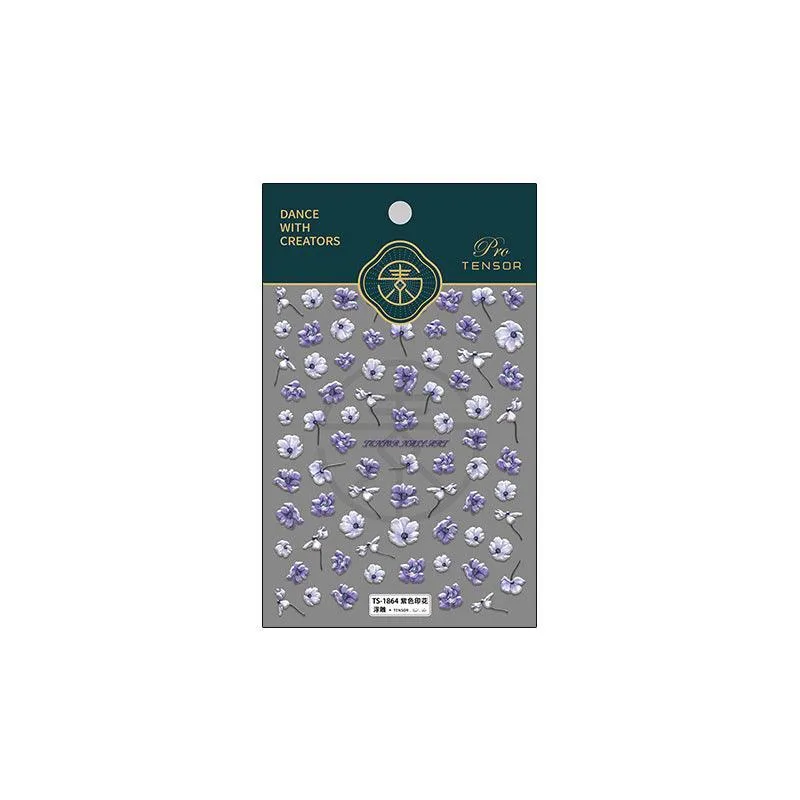 Violets Nail Art Stickers Adhesive Sliders Flower Embossed Sticker Decals