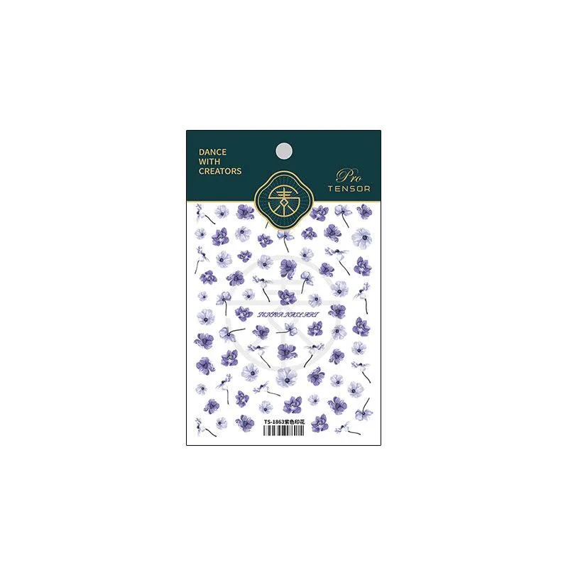 Violets Nail Art Stickers Adhesive Sliders Flower Embossed Sticker Decals